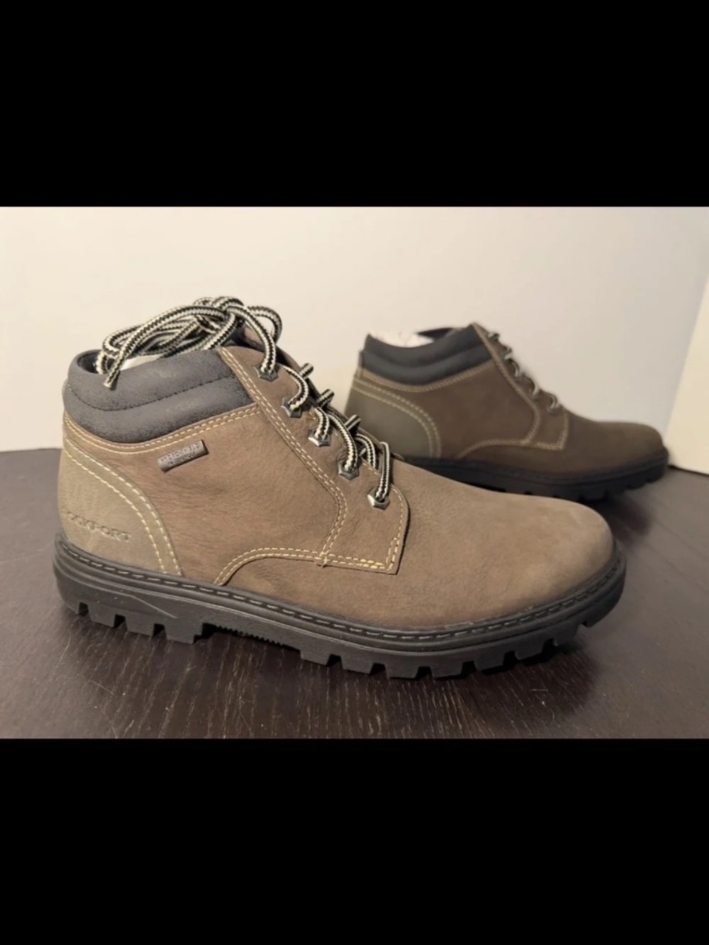 NWOB Rockport Weather Or Not Plain Toe Waterproof Nubuck Boots Breen Mens 7.5W